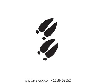 Deer and moose tracks black silhouette. Vector animals footprint set isolated on a