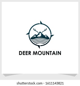 deer mountain vintage logo design vector, adventure brand logo design template