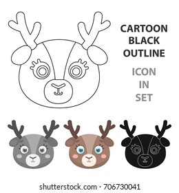 Deer muzzle icon in cartoon style isolated on white background. Animal muzzle symbol stock vector illustration.