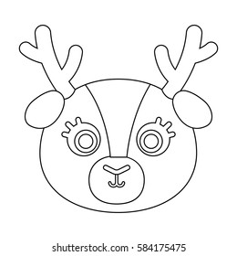 Deer muzzle icon in outline style isolated on white background. Animal muzzle symbol stock vector illustration.