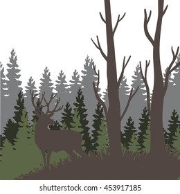 Deer in nature illustration