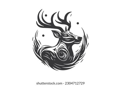 Deer nature symbol  Minimal Vector Logo Design Tshirt Sublimation Illustration Tattoo Art