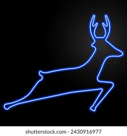 deer neon sign, modern glowing banner design, colorful modern design trend on black background. Vector illustration.