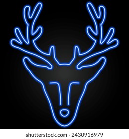 deer neon sign, modern glowing banner design, colorful modern design trend on black background. Vector illustration.