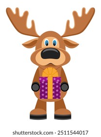 сhristmas deer new year holiday symbol flat style vector illustration isolated on white background