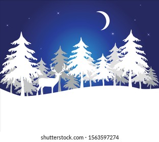 
deer in the night forest