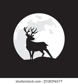 deer in the night, silhouette of a deer
