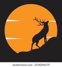 deer in the night, silhouette of a deer