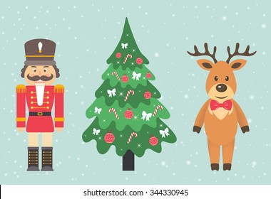 deer and nutcracker and fir-tree