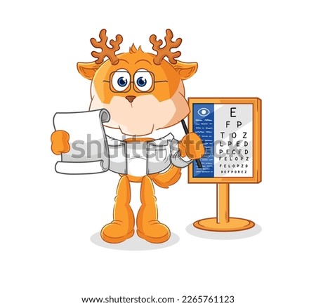 the deer oculist cartoon. cartoon mascot vector