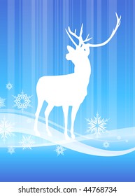Deer en el fondo de invierno abstracto Original Vector Illustración