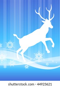 Deer on abstract winter background Original Vector Illustration