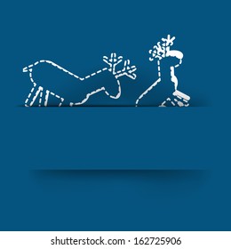 Deer on blue card background