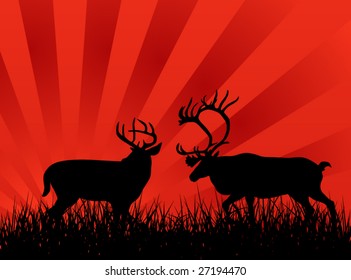 Deer on the grass illustration