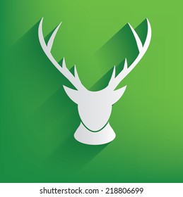 Deer on green background,clean vector