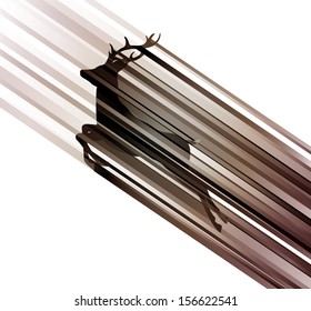 deer on the move, white background