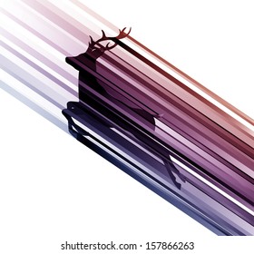 deer on the move, white background