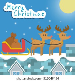 Deer On Roof, Merry Christmas, Xmas, Happy New Year, Objects, Festive, Celebrations