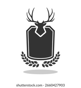Ciervo en icono de escudo con sombra