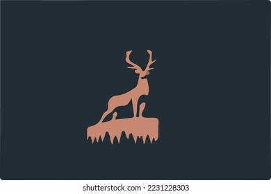 Deer on the hıll vector colored