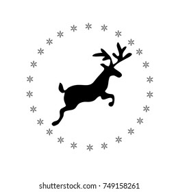 Deer on white  background with snowflakes.Vector illustration