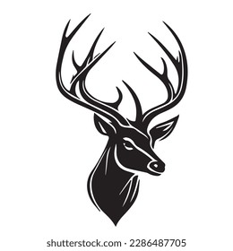 Deer on a white background. Vector silhouette svg illustration.