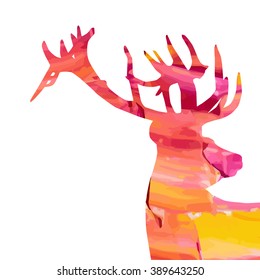 Deer on white background, vector illustration