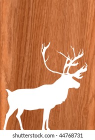 deer on wood background Original Vector Illustration