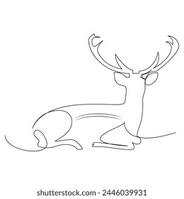 Deer one line art drawing minimalist design vector and illustration