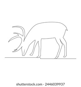 Deer one line art drawing minimalist design vector and illustration