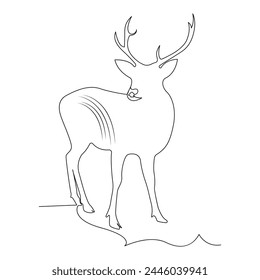 Deer one line art drawing minimalist design vector and illustration