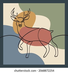 Deer One Line Art Illustration
