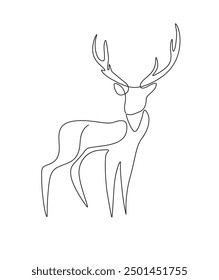 Ciervo ilustración de arte de una línea, ciervo de dibujo de línea continua