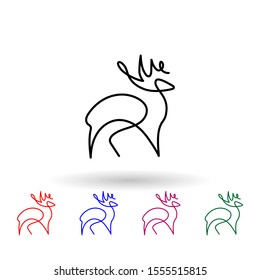 Deer one line multi color icon. Simple thin line, outline vector of animals one line icons for ui and ux, website or mobile application