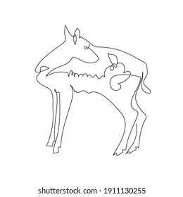 deer one line vector illustration