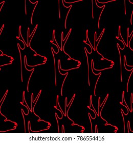 Deer with one line vector illustration. Doodle style. Design, print, decor, textile, paper