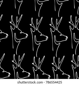 Deer with one line vector illustration. Doodle style. Design, print, decor, textile, paper