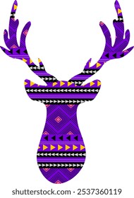 A deer with an ornament inside. Vector illustration.