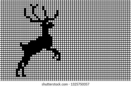 deer ornament on a pixel grid background
