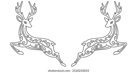 deer ornament style dividers borders vector eps