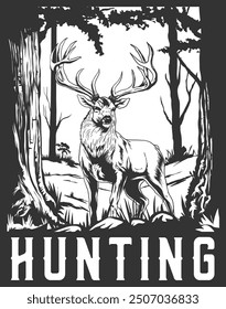 Deer outdoor hunting design template