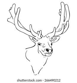 Deer Outline Stock Vector (Royalty Free) 266490212 | Shutterstock