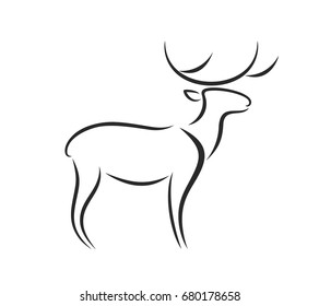 Deer outline. Abstract deer on white background