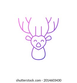 Deer outline icon. Taiwanese animal. Oriental custom. Asian item. Purple gradient symbol. Isolated vector stock illustration