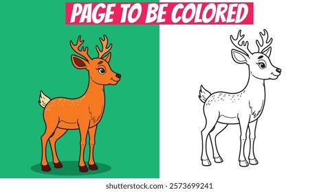 Deer outline illustration for coloring pages, featuring a black and white sketch. Perfect for kids, preschoolers, and adult coloring books. Printable vector graphic.