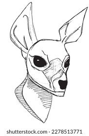 Deer outline illustration vector image. Hand drawn emoticon sketch image artwork. Simple original logo icon from pen drawing sketch.