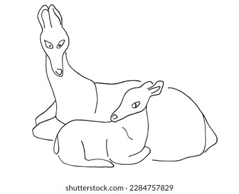 Imagen vectorial de la ilustración del contorno del ciervo. Dibujo de imágenes de dibujo de ciervo dibujado a mano. Icono de logotipo original simple a partir del dibujo de lápiz.