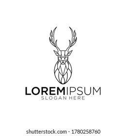 Deer outline logo design vector illustration abstract