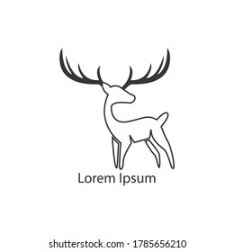 Deer outline logo, simple vector illustration of the deer. 