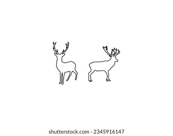 deer outline. set of deer outline isolated on white background. christmas deer outline vector.
